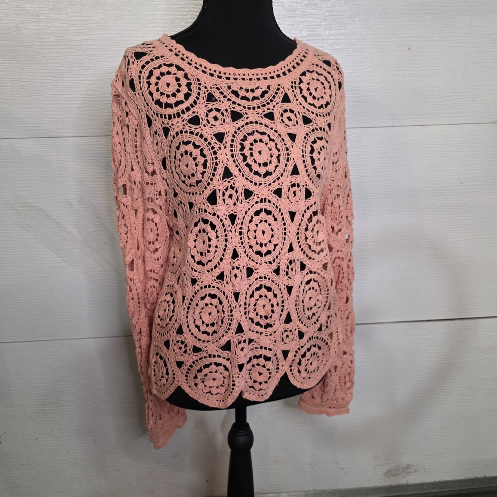 Peach Crochet Women's Sweater